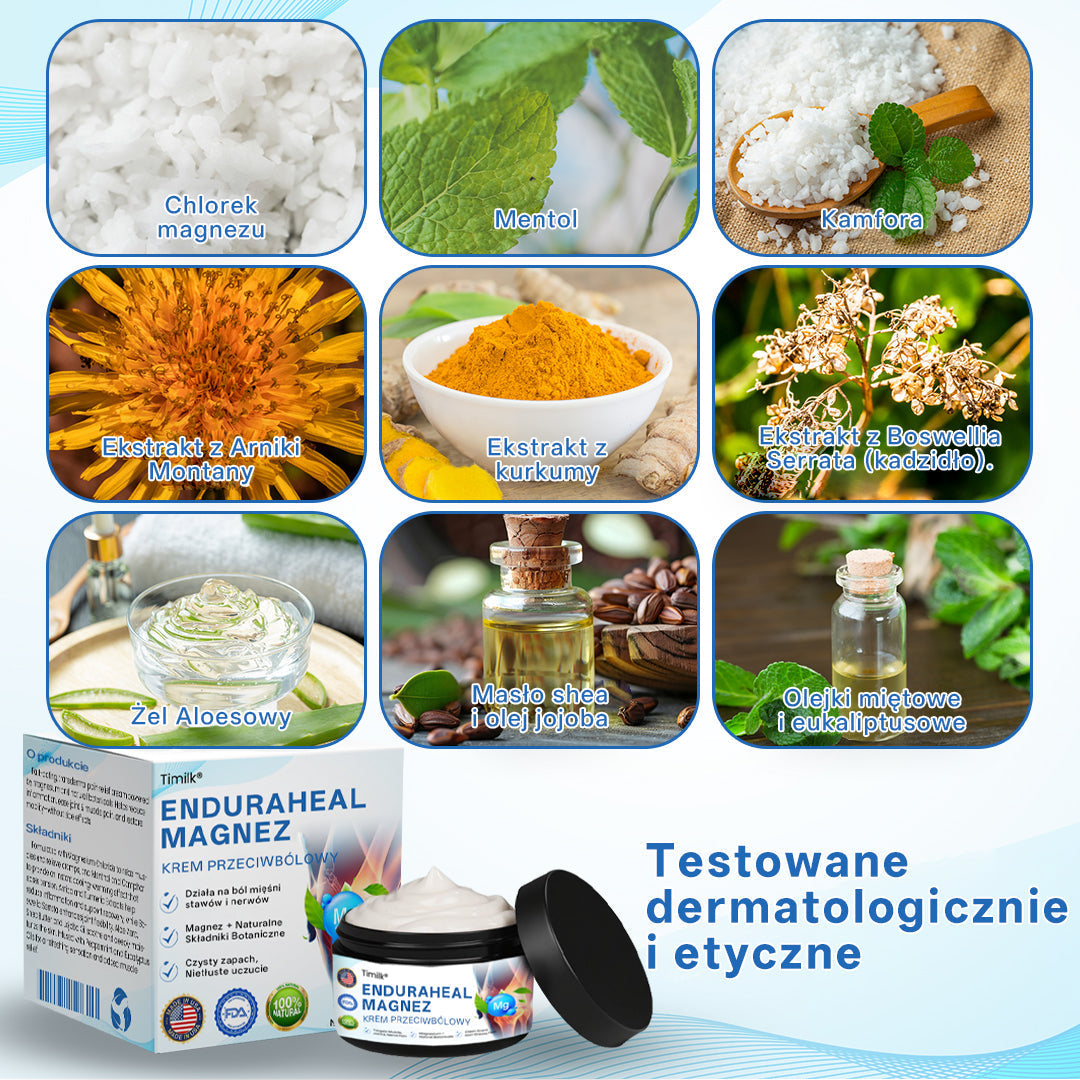 Timilk® EnduraHeal magnezowy krem przeciwbólowy (na zapalenie stawów, neuropatie, reumatyzm, urazy sportowe i nie tylko)🔥🔥🔥