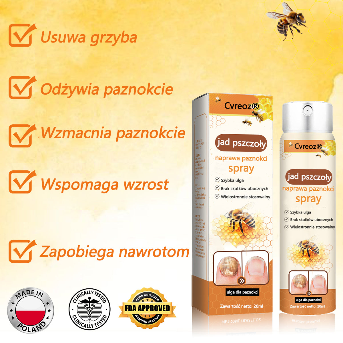 👣Spray z jadem pszczelim na paznokcie✅ Certyfikowany przez PTD👣👣