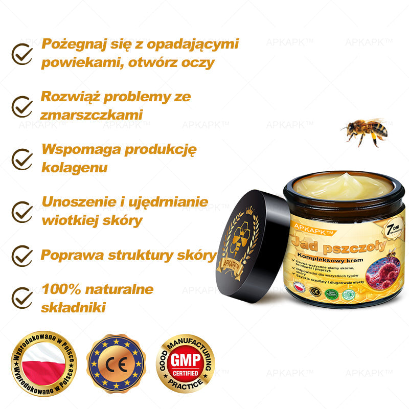 ΑPΚΑPK™ Jad Pszczoły Kompleksowy Krem🥇pomaga w leczeniu problemów skórnych, takich jak: zmarszczki, blizny, plamy pigmentacyjne, rozstępy, trądzik, łuszczyca, egzema, zmiany skórne, podrażnienia, stany zapalne i inne problemy skórne🔥🔥