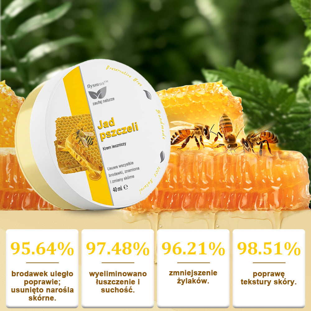 ✅flysmus™ Krem leczniczy z jadem pszczelim🐝: Leczenie egzemy, łuszczycy, trądziku, trądziku różowatego, infekcji grzybiczych, brodawek🐝