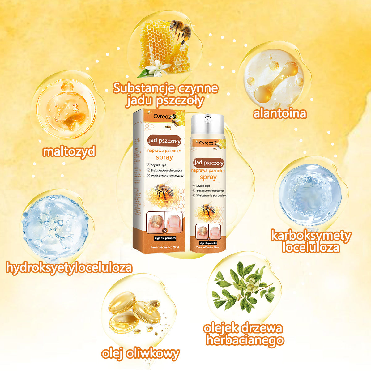 👣Spray z jadem pszczelim na paznokcie✅ Certyfikowany przez PTD👣👣