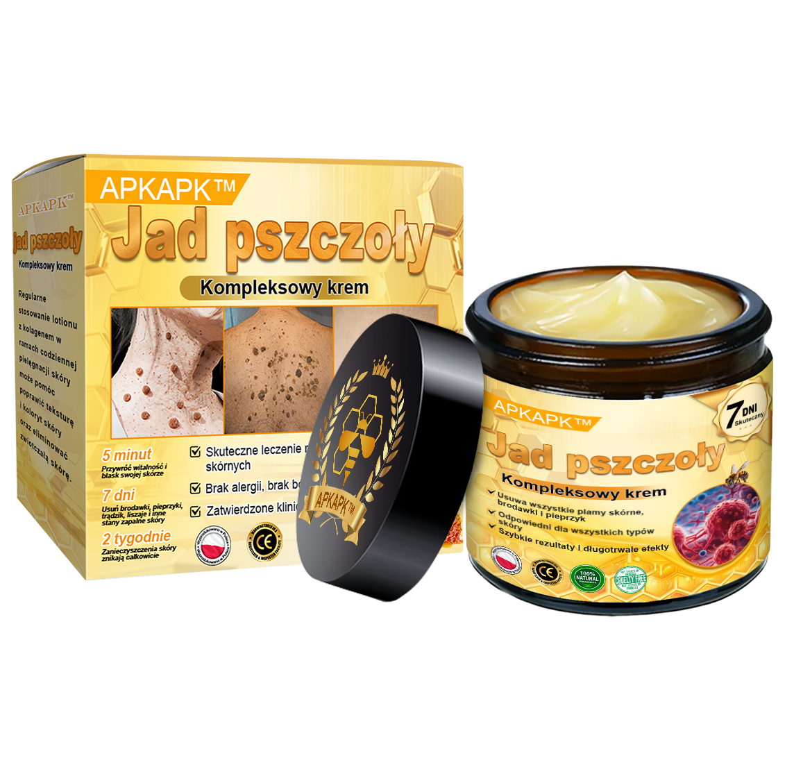 ΑPΚΑPK™ Jad Pszczoły Kompleksowy Krem🥇pomaga w leczeniu problemów skórnych, takich jak: zmarszczki, blizny, plamy pigmentacyjne, rozstępy, trądzik, łuszczyca, egzema, zmiany skórne, podrażnienia, stany zapalne i inne problemy skórne🔥🔥