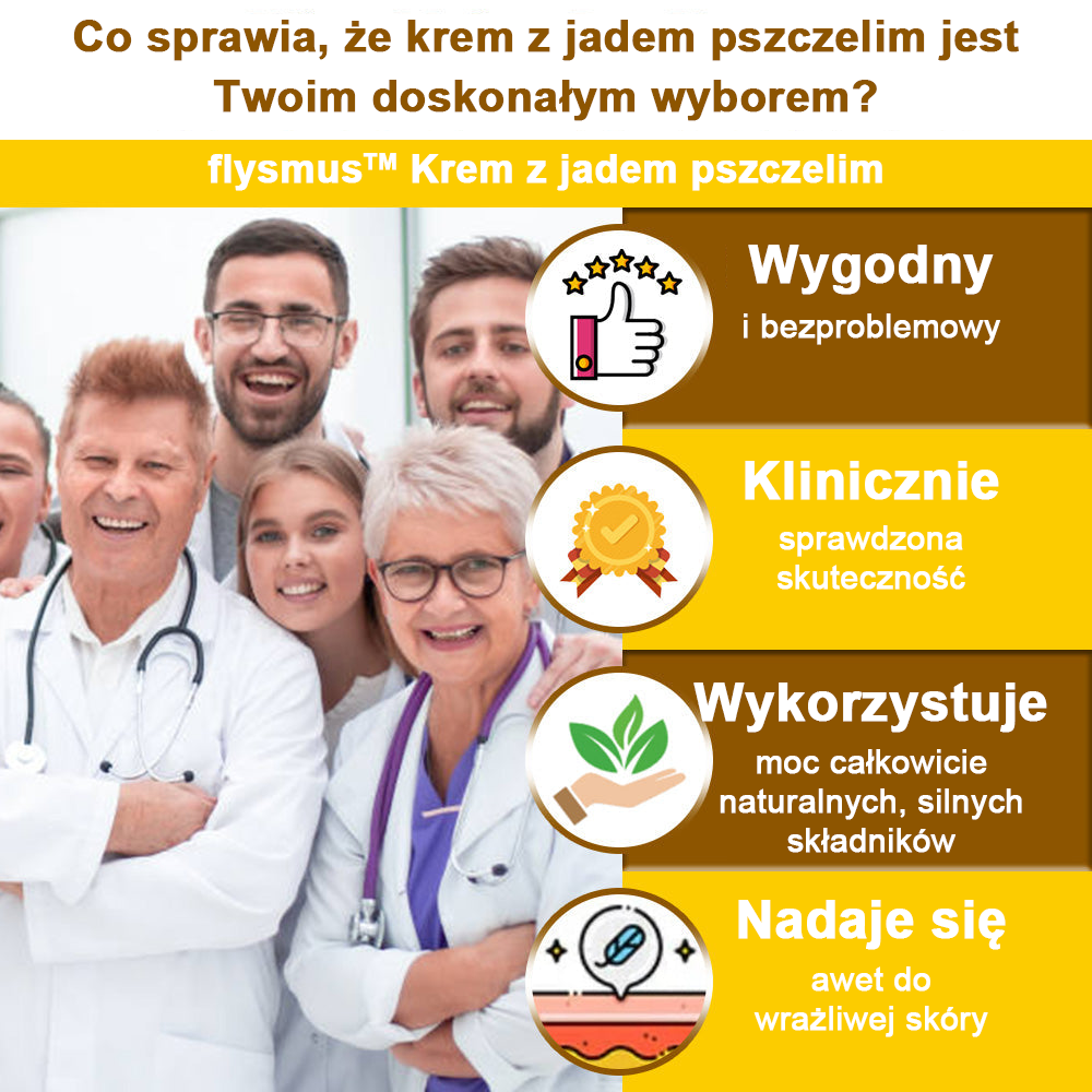 ✅flysmus™ Krem leczniczy z jadem pszczelim🐝: Leczenie egzemy, łuszczycy, trądziku, trądziku różowatego, infekcji grzybiczych, brodawek🐝
