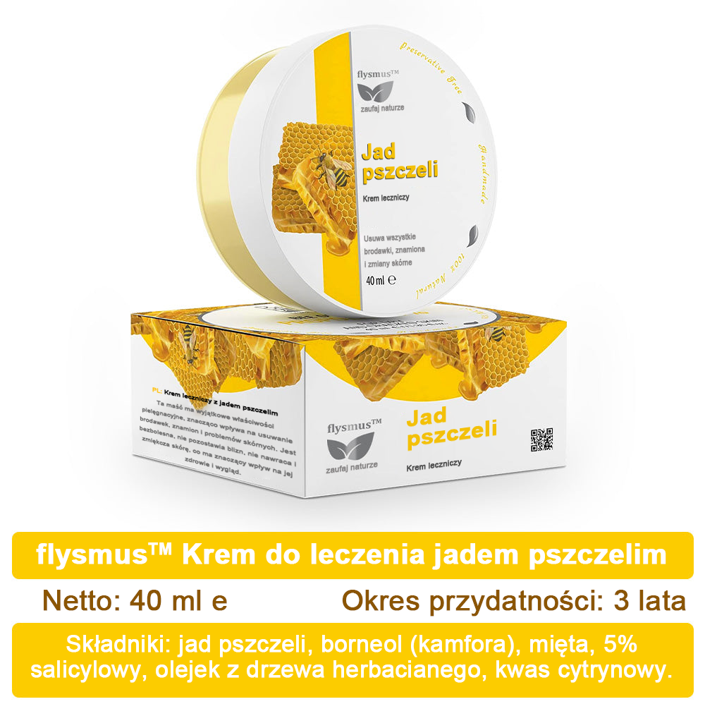 ✅flysmus™ Krem leczniczy z jadem pszczelim🐝: Leczenie egzemy, łuszczycy, trądziku, trądziku różowatego, infekcji grzybiczych, brodawek🐝