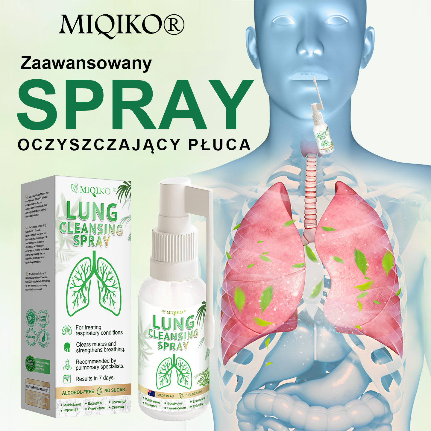 ☘️[Oficjalny sklep flagowy marki]👨‍⚕️𝐌𝐈𝐐𝐈𝐊𝐎® Zaawansowany spray do oczyszczania płuc(☘️Zalecane przez ekspertów od płuc)☘️