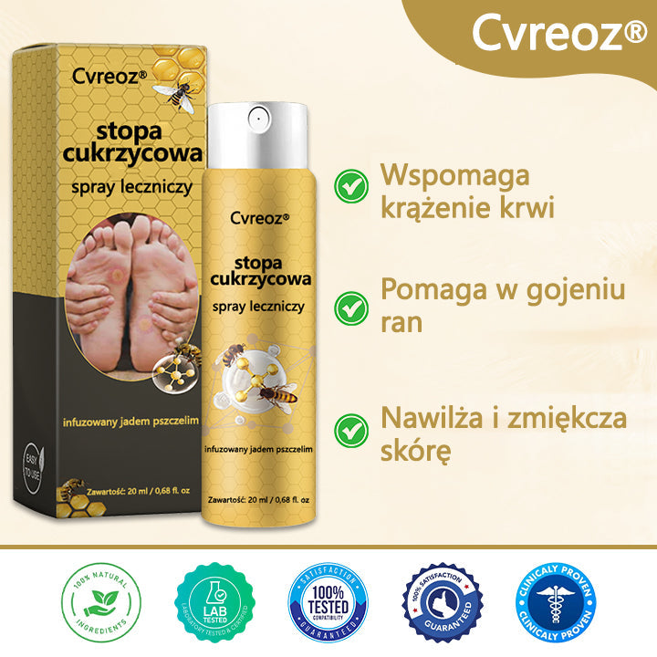 Cvreoz® Leczniczy spray do stóp cukrzycowych- zawiera jad pszczeli, który przyspiesza gojenie i zapobiega infekcjom!🌿🌿