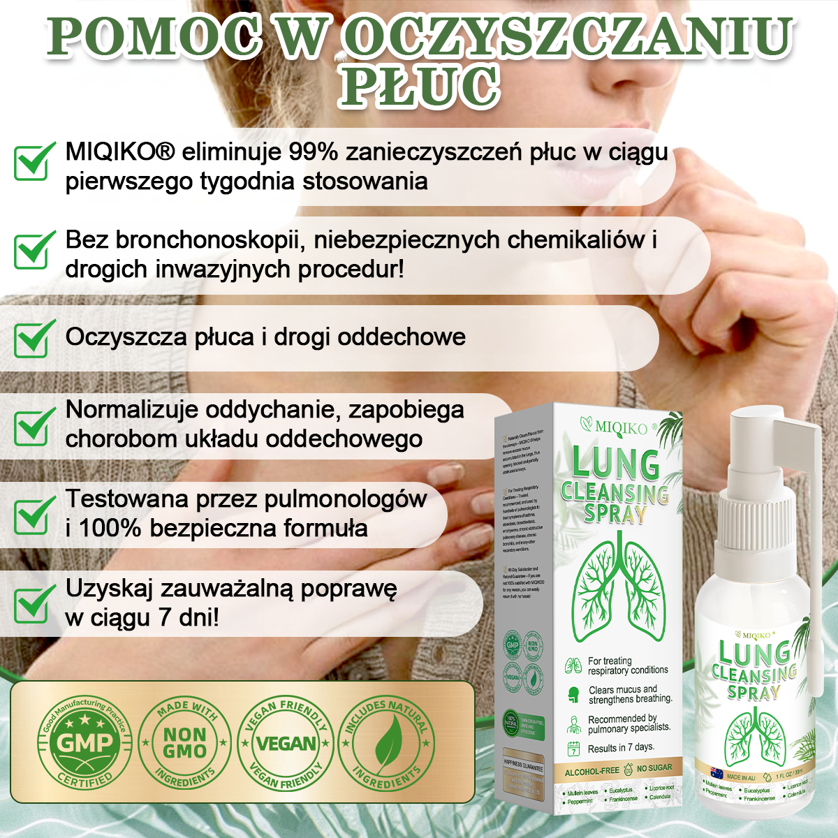 ☘️[Oficjalny sklep flagowy marki]👨‍⚕️𝐌𝐈𝐐𝐈𝐊𝐎® Zaawansowany spray do oczyszczania płuc(☘️Zalecane przez ekspertów od płuc)☘️