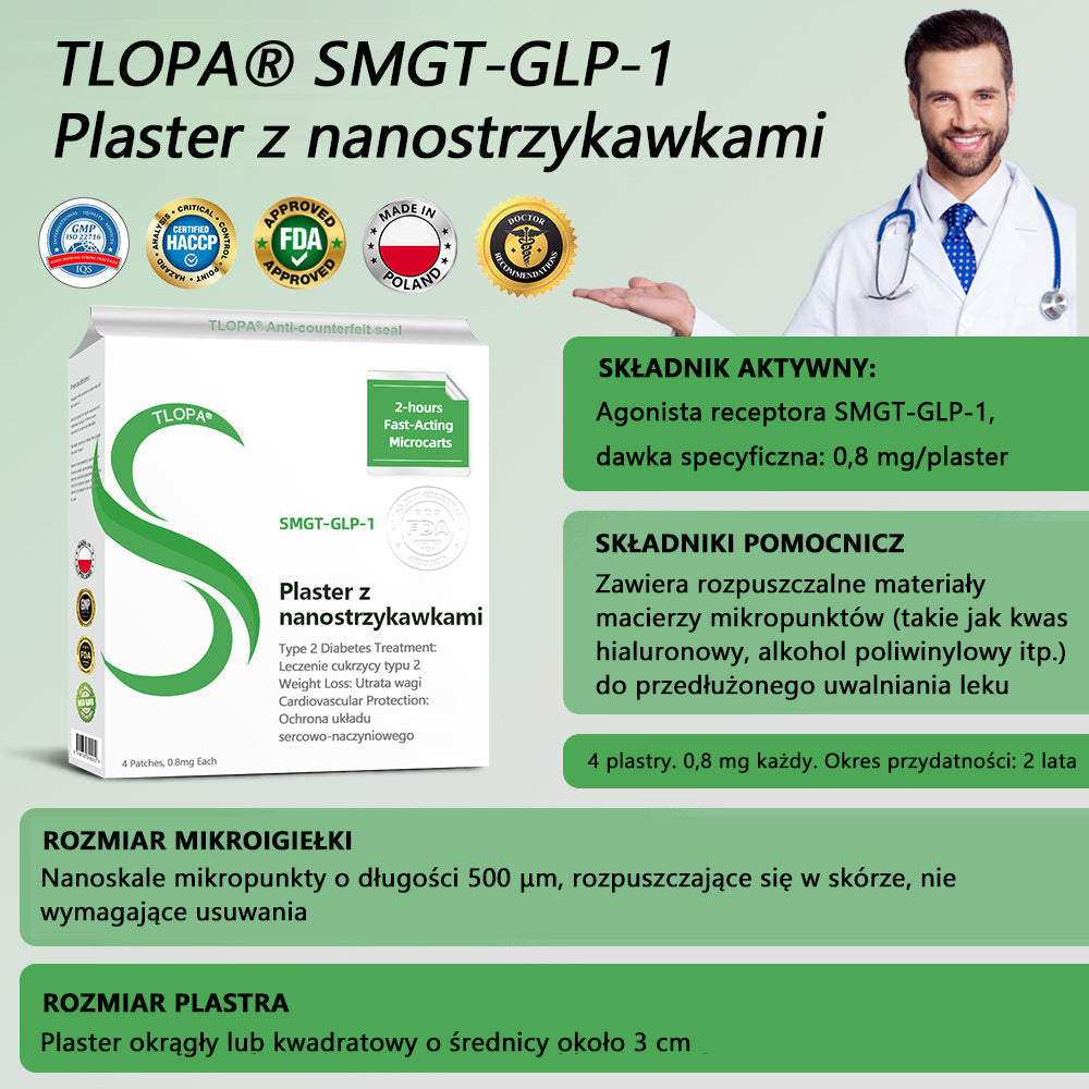[Zobacz rezultaty po 7 dniach]💐𝗧𝗟𝗢𝗣𝗔® SMGT-GLP-1 Nano Microneedle Patch (bezbolesny, długotrwały, pomagający w leczeniu cukrzycy, otyłości i chorób układu krążenia)💐