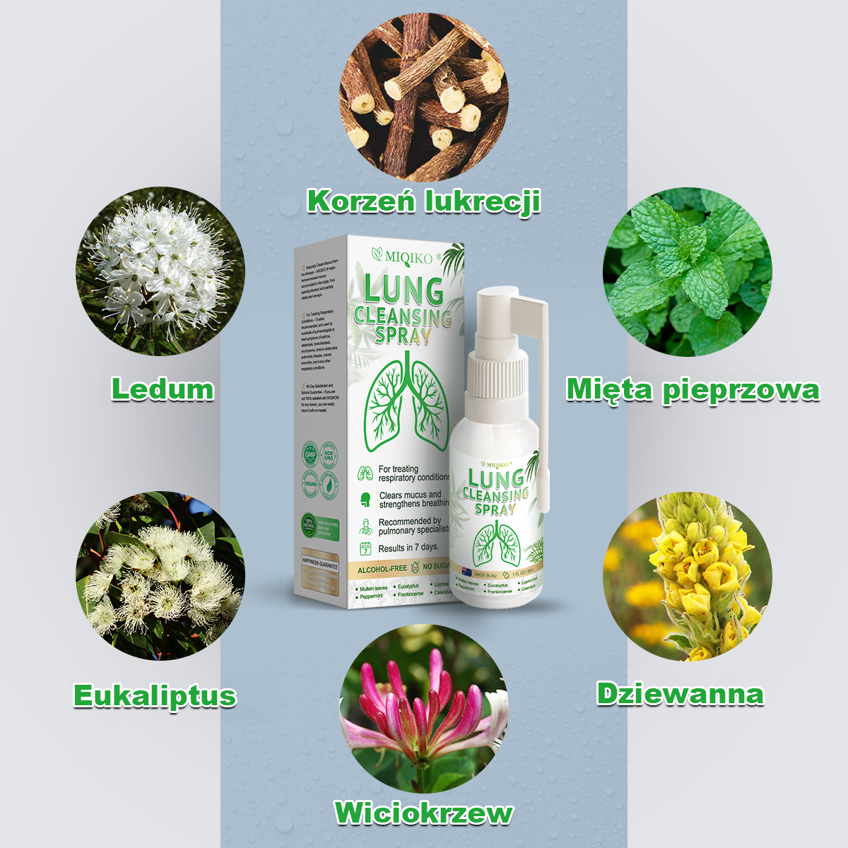 ☘️[Oficjalny sklep flagowy marki]👨‍⚕️𝐌𝐈𝐐𝐈𝐊𝐎® Zaawansowany spray do oczyszczania płuc(☘️Zalecane przez ekspertów od płuc)☘️