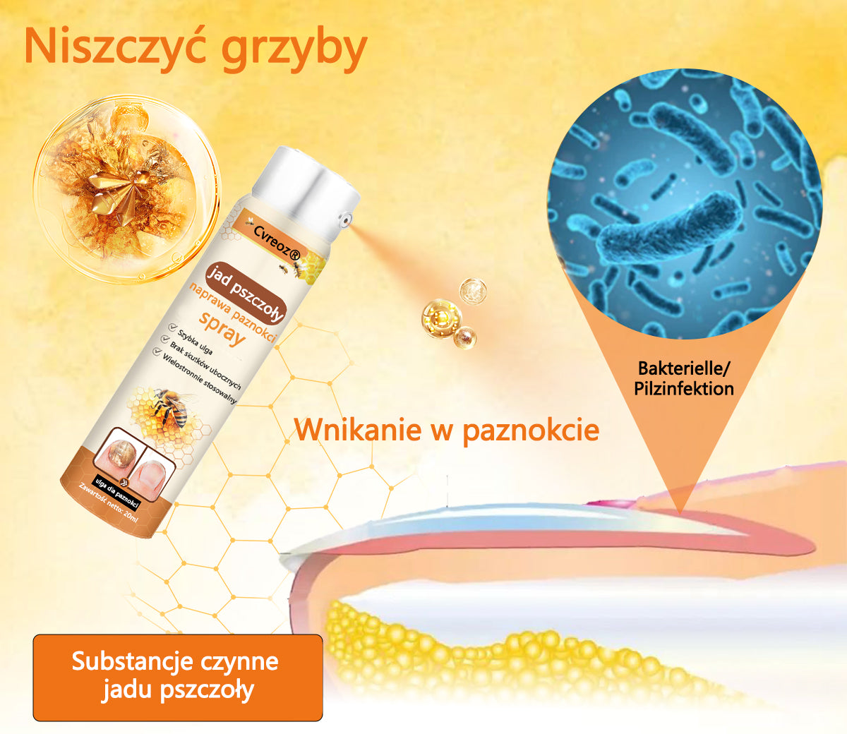 👣Spray z jadem pszczelim na paznokcie✅ Certyfikowany przez PTD👣👣